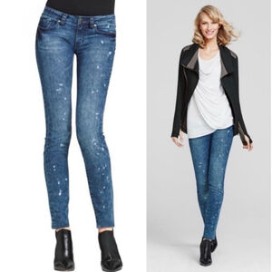 CAbi constellation paint splatter jeans style 920 size 8 raw hem
